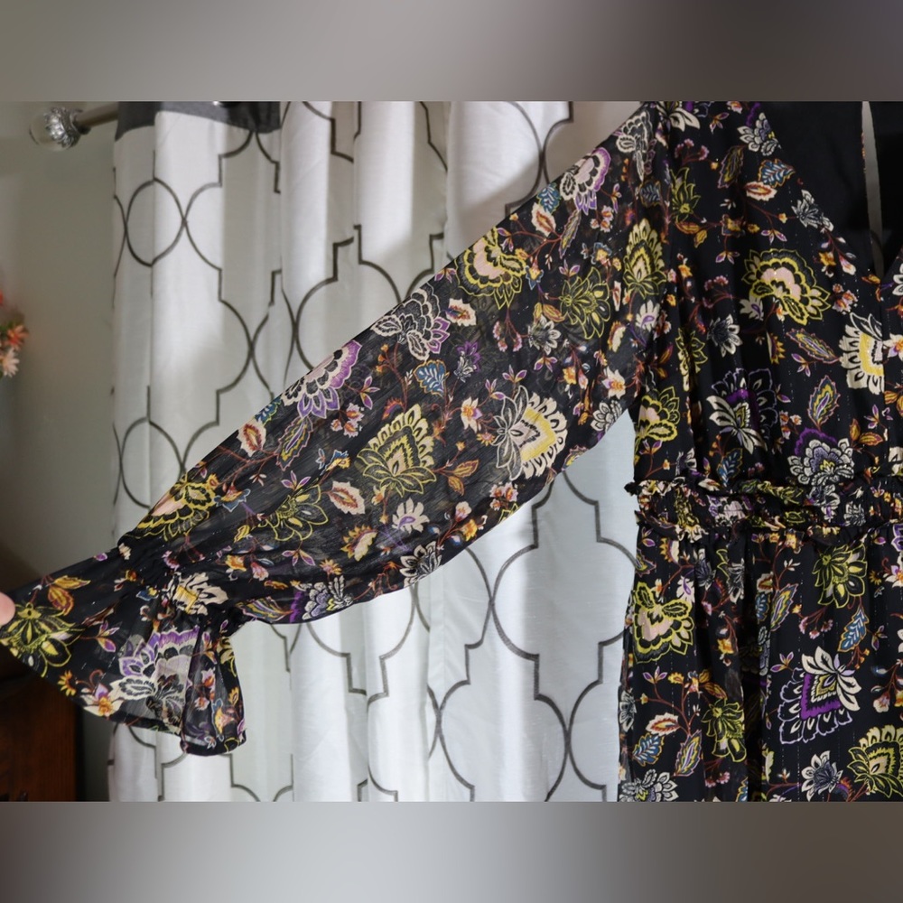 Torrid maxi chiffon lurex v neck tiered dress, size 1